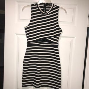 Striped Dress with Small Front Keyhole